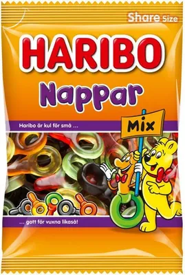 Produktbild von Haribo Nappar Mix Schnuller Lakritz Fruchtgummi 375g Dänisch