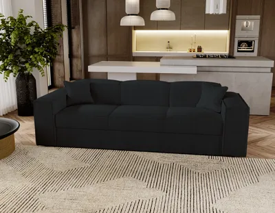 Zdjęcie produktu dla BESILIO Sofa rozkładana 250 cm Santorini - Nowoczesna sofa, sofa z funkcją spania - Tkanina sztruksowa - Czarny & Poso 135