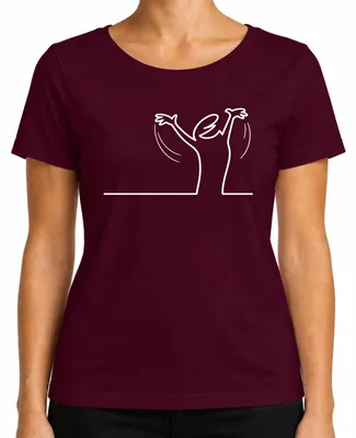 Imagen del producto de Camiseta para mujer, diseño "Linea Balum Strichmännchen Osvaldo Cartoon", color burdeos, talla S