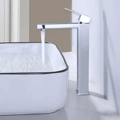 Zdjęcie produktu dla Bateria umywalkowa, montaż jednoodpływowy, stal nierdzewna, chrom, wysoki wylew