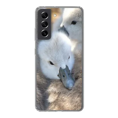 Produktbild von MuchoWow® Handyhülle Schutzhülle Hülle für Samsung Galaxy S21 FE Schwäne - Licht - Küken Silikon Softcase Handy Hülle - Mobiltelefonhülle