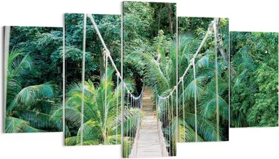 Produktbild von Bild auf Leinwand - Leinwandbild - 5 Teile - Tropen Dschungel Brücke - 160x85cm - Wand Bild - Wanddeko - Wandbilder - Leinwanddruck - Bilder - Wanddekoration - Leinwand bilder - EA160x85-4963