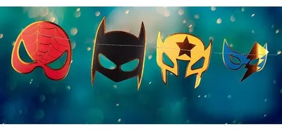 Produktbild von Girlande Superhelden Masken - Dekoration Kindergeburtstag