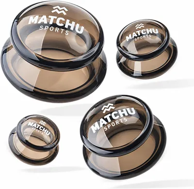 Produktbild von Matchu Sports Schröpfgläser aus Silikon – 4er Schröpfen-Set in 4 Größen – Massage- und Cellulite-Cups für Gesicht und Körper – Dunkelgrau