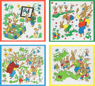 Produktbild von Betz 12er Pack Kindertaschentücher Größe 28x28 cm Farbe - Hasenschule 45453-21
