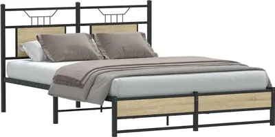 Produktbild von vidaXL Bettgestell ohne Matratze Sonoma-Eiche 140x200 cm Holzwerkstoff