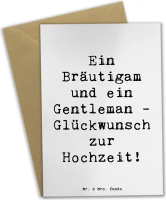 Produktbild von Mr. & Mrs. Panda Grußkarte Spruch Bräutigam Gentleman - Weiß - Geschenk, Geschenke, Grußkarten, Klappkarte, besonderes Ereignis, Heiraten, Hochzeitstag, weihnachtskarten