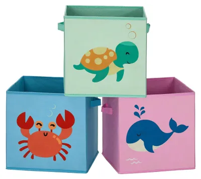Aufbewahrungsboxen, 3er-Set, faltbar, 30x30x30 cm, mit Griffen
