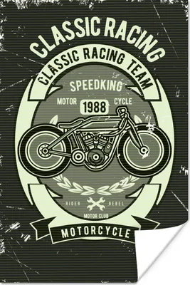Produktbild von MuchoWow® Poster Motorrad - Vintage - Illustration - Zitat 80x120 cm - Papierdruck