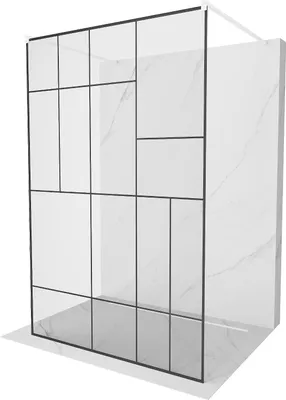 Image de Mexen Kioto paroi de douche 120 x 200 cm, Transparent/Noir motif 8 mm, Blanc - 800-120-002-20-78