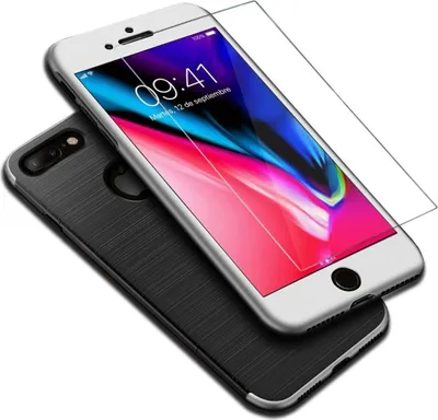Produktbild von Apple iPhone 7 Plus 2 in 1 Handyhülle 360 Grad Full Cover Case Silber