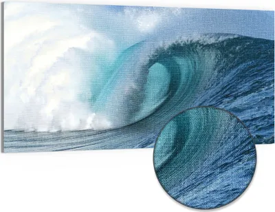 Produktbild von DEQORI Hybrid Leinwand Bild 100x50 cm 'Welle der Ewigkeit' Wandbild Glas flach modern