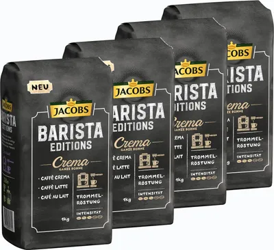 Produktbild von Jacobs Barista Editions Crema, Bohnenkaffee, ganze Bohnen, Röstkaffee, Kaffeebohnen, 4 x 1000 g