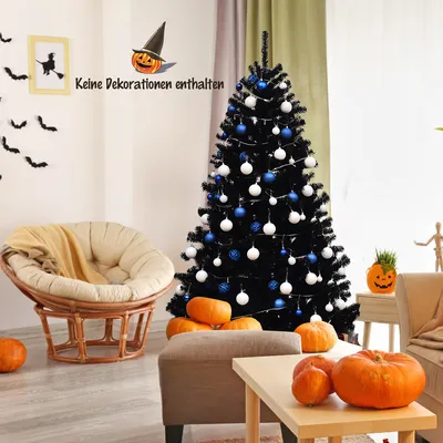 Produktbild von COSTWAY 180cm Künstlicher Weihnachtsbaum schwarz, Tannenbaum mit Metallständer, Christbaum PVC Spitzen, Kunstbaum Weihnachten Klappsystem ideal für Zuhause, Büro, Geschäfte und Hotels