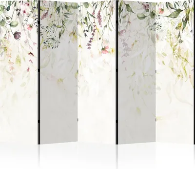Image de LUMASOUL Paravent double face, paravent séparateur d'espace intérieur, motif floral, 225x172 cm