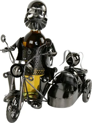 Produktbild von Weinflaschenhalter Biker mit Beiwagen und Hund
