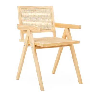 Zdjęcie produktu dla HOMLA Krzesło ROTIN drewniane z naturalnym rattanem 50x55x78 cm