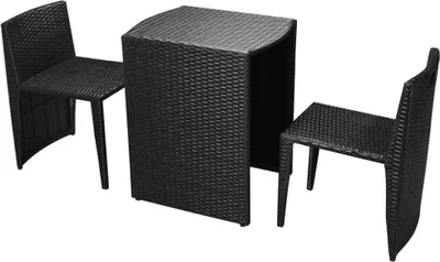 Produktbild von vidaXL 3-tlg. Bistro-Set mit Auflagen Poly Rattan Schwarz
