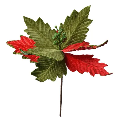 Obrázok produktu pre Clayre & Eef Umelá poinsettia Ø 26x28 cm Zelená červená plastová