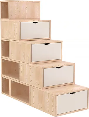 Produktbild von Treppenregal 125 cm - Naturlack/Weiß