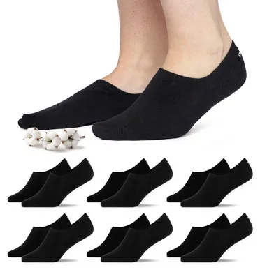 Produktbild von Snocks ® Herren & Damen Unsichtbare Sneaker Socken (6x Paar) Extra Großes Silikonpad Verhindert Verrutschen - 6x Schwarz, 43 - 46