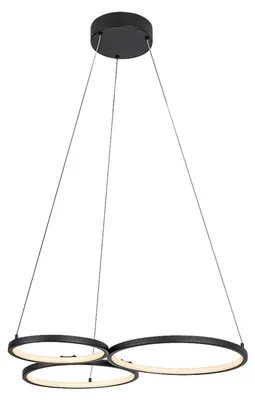 Image de Lampe suspendue moderne noire pour le salon avec trois anneaux LED 38W FORMAND Rabalux