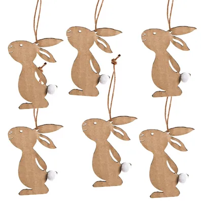 6 Osterhasen-Anhänger aus Kraftpapier, 6 cm, Natur