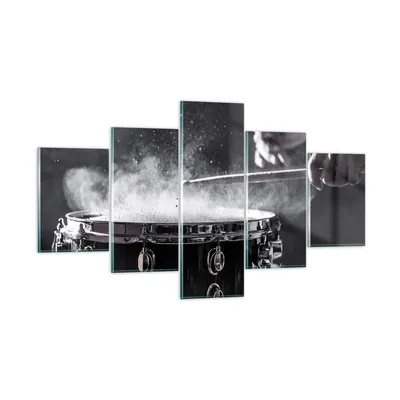 Produktbild von Bilder auf glas - 5 Teile - Trommel Staub Trommel - 125x70cm - Glasbilder - Wandbilder - Bilder - zum Aufhängen bereit - Wanddekoration aus Glas - Glas Bilder - Wandbild auf Glas - GEA125x70-4313
