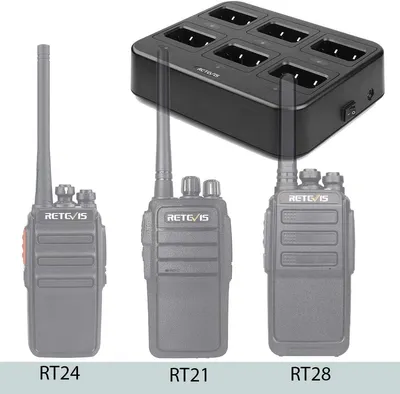 Obrázek produktu pro Retevis 6cestná nabíječka Dvoucestná Vysílačka RT24 RT28 RT24V RT21 rádiová multifunkční nabíječka Nabíječka k vysílačce může nabíjet 6 vysílaček nebo 6 nabíječek baterií (černá)