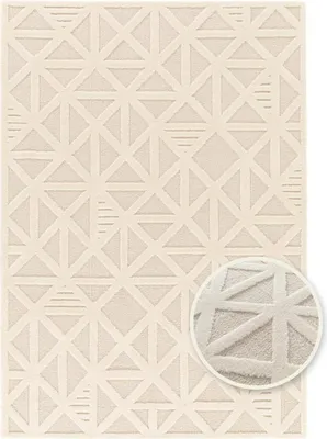 Produktbild von Primaflor Teppich COSMO - Geo - Creme - 200x290cm - 3D Wohnteppich in Hoch-Tief-Optik - Kuscheliger Vintage Läufer für Wohnzimmer, Schlafzimmer & Flur