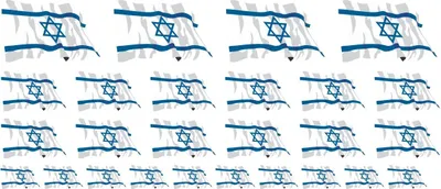 Produktbild von Mini Aufkleber Set - Pack wehend - 4x 51x31mm+ 12x 33x20mm + 10x 20x12mm- selbstklebender Sticker - Fahne - Israel - Flagge / Banner / Standarte fürs Auto, Büro, zu Hause und die Schule - Set of 26