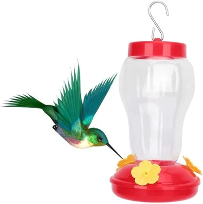 Obrázok produktu pre Krmítko pre kolibríky, závesná napájačka, kvetinový tvar, červená, pre divoké vtáky