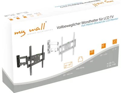 Obrázok produktu pre My Wall Plne mobilný nástenný držiak pre LCD TV pre obrazovky 32" - 55" (81 - 140 cm), nosnosť do 50 kg, biely