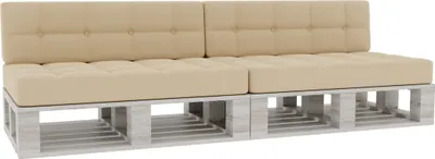 Image de Coussin pour palette, Coussin d'assise dossier piqué PFG 2xSet (Coussin d'assise 120x80 +dossier 120x40), Crème)