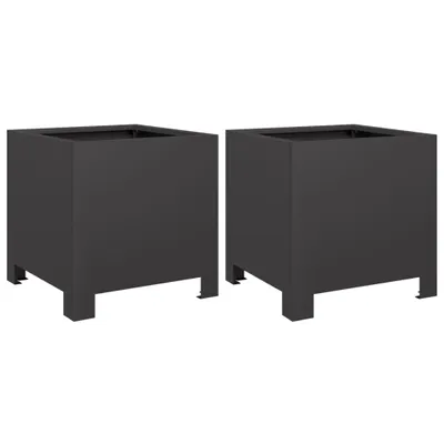 Produktbild von vidaXL Pflanzkübel 2 Stk. Schwarz 30x30x30 Stahl