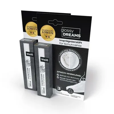 Produktbild von glossy DREAMS Nahtstift - Imprägnierstift für Schuhnähte - weiß - 2er-Set (2x 8 ml)