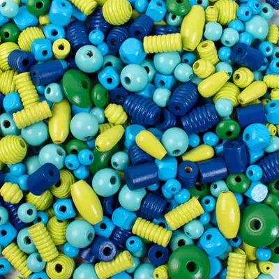 Produktbild von Playbox Holzperlen 450 Stk mix blau & grün