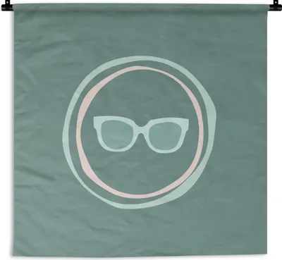 Produktbild von MuchoWow® Wandteppich Wandbehang Sommer - Sonnenbrille - Blau 150x150 cm Tapisserie Dekoration Wandtuch - Wohnaccessoires - Modernes