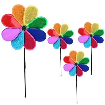 Produktbild von Windspiel Garten 4er Set 30cm Blumenwindmühlen Wetterfest Vogelschutz