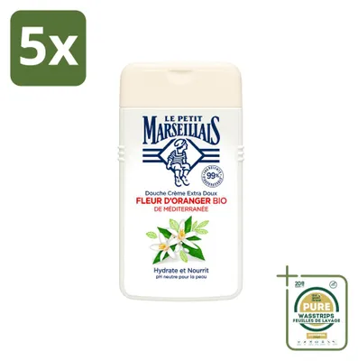 Obrázek produktu pro 5 kusů sprchového gelu Le Petit Marseillais, vůně pomerančového květu, hydratační, 250 ml, balení