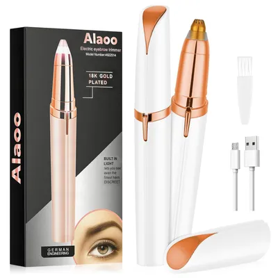 Produktbild von Elektrischer Augenbrauentrimmer für Damen USB wiederaufladbar Gesichtshaarentferner mit LED Licht für Augenbrauen Lippen Kinn Weiß