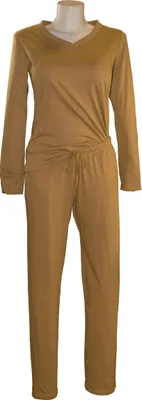 Produktbild von 3Crowns Damen  Pyjama 41101447 V-Kragen - Ocker L 44/46