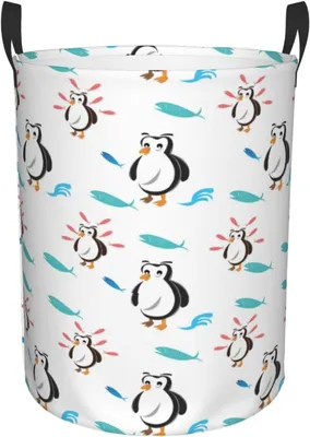 Produktbild von Pinguin-Wäschekorb zur Aufbewahrung schmutziger Kleidung und Spielzeug, 40 x 50 cm