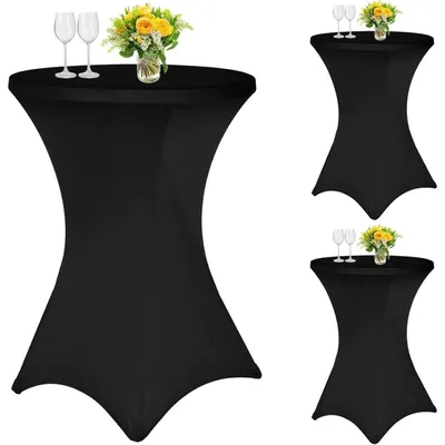 Productafbeelding van Tafelkleedjes, set van 3, zwart, Ø 80-85 cm, stretchstof, met zakken voor de poten