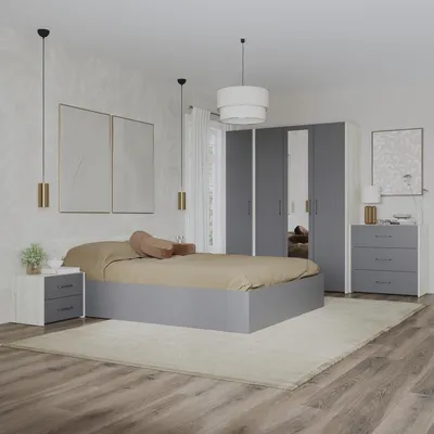 Productafbeelding van haaus Malmö V8 slaapkamer set, 160 x 200 cm, eikenhout wit/anthraciet