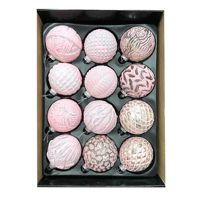 Produktbild von 12 Set Glas Weihnachtskugeln Ø 6 cm Handbemalt Christbaumkugeln Weihnachtsbaumkugeln Echtglas Weihnachtsbaumschmuck Rosa