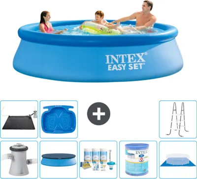 Immagine prodotto di Piscina gonfiabile rotonda Easy Set di Intex - 305 x 76 cm - blu - inclusa copertura della pompa - pacchetto di manutenzione - filtro - telo di fondo - tappeto solare - scaletta