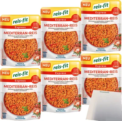 Produktbild von Reis-Fit Express mediterran Reis 6er Pack (6x250g Packung) + usy Block