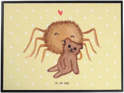 Produktbild von Mr. & Mrs. Panda schreibtischunterlage Spinne Agathe Teddy - Gelb Pastell - Geschenk, Treue, Dankeschön, Unterlage Schreibtisch, tischpad, Liebesbeweis, Schreibunterlage
