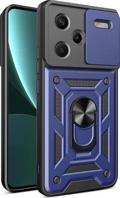 Image de Etui pour Xiaomi Redmi Note 13 Pro+, étui en silicone avec anneau, protection de l'appareil photo Bleu